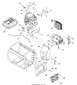 Main Unit (030404 030405) Diagram and Parts List for 030404-01 7500EA Briggs and Stratton Generator
